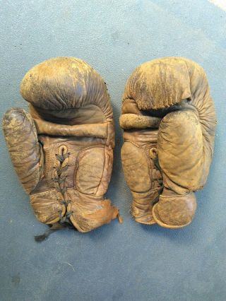 Antique Goldsmith Leather Boxing Gloves Youth Great Look Trashed
