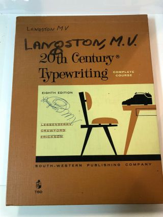 20th Century Typewriting Elementary Course 1962 Book