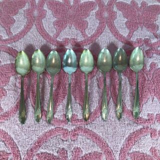 8 Vintage Spoons Tudor Plate Oneida Community Queen Bess Teaspoons Silverware