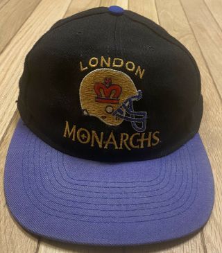 Vintage London Monarchs Snapback Hat Cap World League American Needle Football
