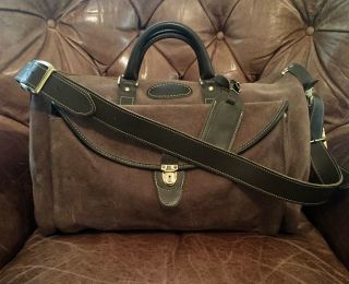 Vintage French Luggage Company Suede & Leather Duffle Carry - On Rare