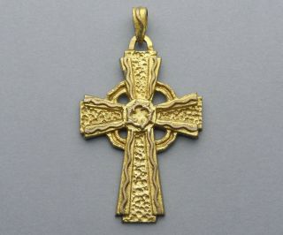 French,  Antique Religious Large Celtic Cross.  Pendant.  Medal.  Crown Of Thorns.