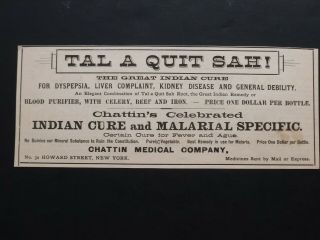 Rare 1885 Antique Ad Chattin 