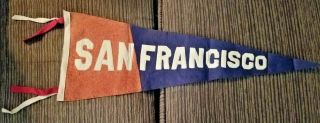 Rare Vtg Large Souvenir San Francisco Felt Pennant Banner Stitched Ellery Tag