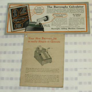 Vintage 1920 Burroughs Calculator/adding Machine Advertising Blotter,  - X ÷