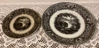 Antique Podmore & Walker Washington Vase Black Mulberry Plates