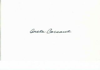 Rare Aneta Corsaut Actress Andy Griffith Show Signed Index Card Autographed