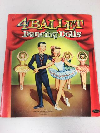 Vintage Uncut Whitman Paper Dolls 4 Ballet Dancing Dolls Set 1955 1957
