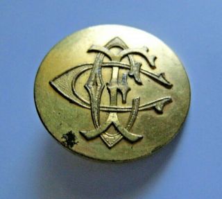 Rare Mermod & Jaccard Jewelry Co.  Emboss Gilt Cipher Button