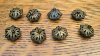 Victorian Eastlake Style Brass Buttons Set of 8 2
