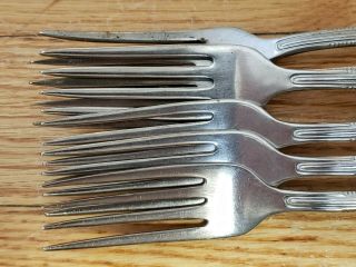6 ANTIQUE VINTAGE COLLECTABLE SILCO,  INSICO STAINLESS STEEL FORKS 7.  25 