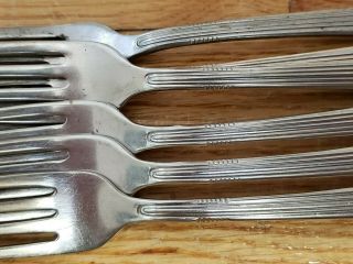 6 ANTIQUE VINTAGE COLLECTABLE SILCO,  INSICO STAINLESS STEEL FORKS 7.  25 