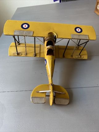 Antique Metal Bi - Plane Yellow K3215 WWI Military Airplane British READ DESC. 2