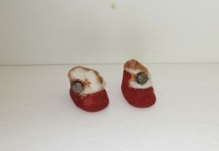 Vintage Vogue 8 " Ginny Doll Red Center Snap Fuzzy Sole Shoes 1950s