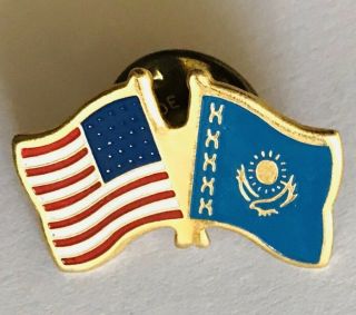 Kazakhstan America Usa Twin Flag Pin Badge Rare Vintage (n10)