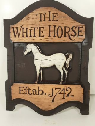 White Horse Scotch Whiskey 3 - D Advertising Tavern Restaraunt Wooden Sign Rare