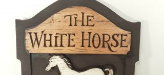 White Horse Scotch Whiskey 3 - D Advertising Tavern Restaraunt Wooden Sign Rare 3