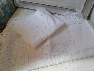 Vintage Embroidered Cut Work Tablecloth X 2