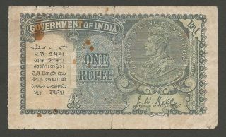 1935 British India 1 Rupee P - 14a King George V J.  W.  Kelly Kgv Fine And Rare