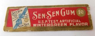 Antique Wrapper From Sen Sen Artificial Wintergreen Gum Early 1900 