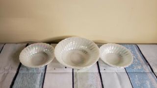 3 Rare Fire King Aurora Moonglow Iridescent Swirl Cereal Bowls & Serving Bowl