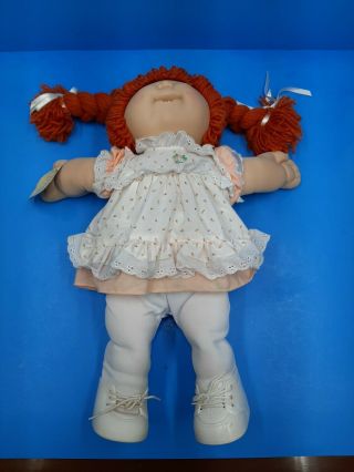 Vintage Coleco Cabbage Patch Kids Doll Red Braided Hair Blue Eyes Teeth 1986