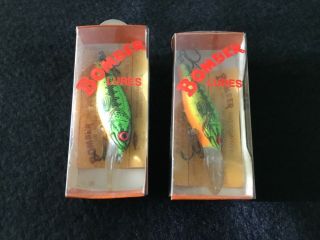 2 Vintage Bomber Fishing Lures 3 " Crankbaits Nib ‘these Are Nice’