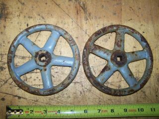 2 Vintage Large 5 1/2” Cast Iron Steam Valve Handle Wheel Industrial Steampunk