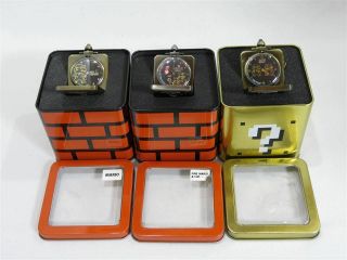 Very Rare Retro Mario Hatena Block Pocket Watch Set Japan 1
