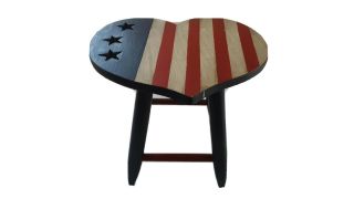 Country Style Step Stool Plant Stand Display Wooden Retro Vintage Stars Stripes