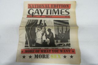 Gay Times Newspaper 1980 Vintage Ny National Edition 73 Adult Porn Rare Unique