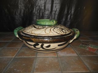Japanese Donabe Oribe Bowl Antique Early 1900 