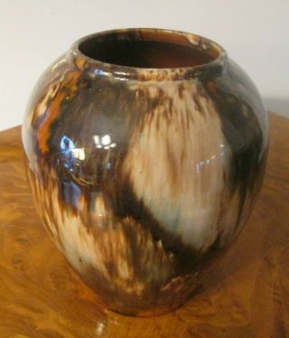 Antique Brush Mccoy Vase Brown Green Onyx Vase