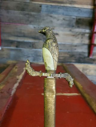 Very Rare Vintage Bermejo Toledo Spain Gilt Eagle Head Sword With Sheath