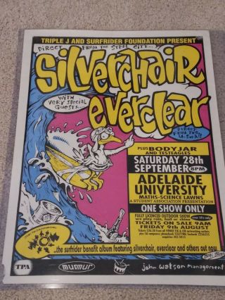 Silverchair & Everclear Rare Silkscreen Concert Poster 1996 Extremely Rare
