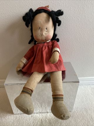 Vintage Rare Little Lulu Knickerbocker Toy Co Ny 17” Cloth Doll 1930 