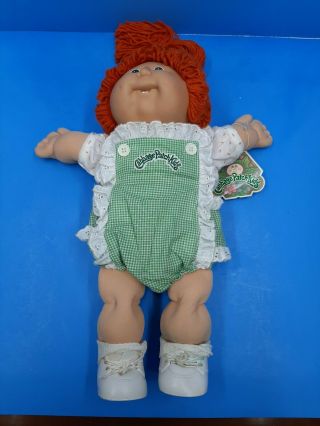 Vtg Cabbage Patch Kids Doll Girl 1986 - Red Hair - Green Eyes - Tooth