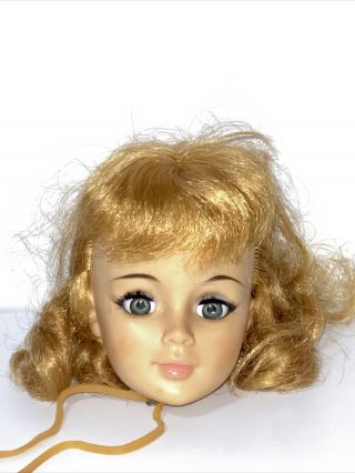 Vintage 1961 Madam Alexander Doll Head Articulated Eyes 4” Hair & 1 Earring