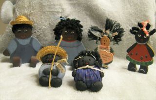 Black African American Wooden / Cloth Doll Primitive Folk Art Vintage