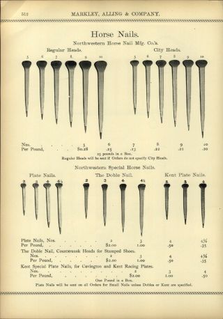 1895 Paper Ad 2 Pg Horse Shoe Nails Markley Alling & Co Northwestern The Star