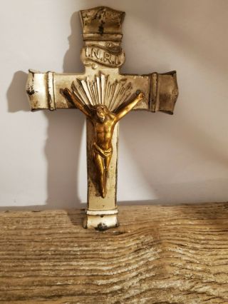 Antique Cast Metal Crucifix 12 Phila.  Vintage 9 1/4 " X 6 "