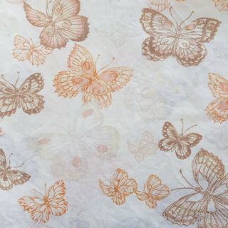 Vintage Burlington Caress Butterfly Queen Flat Sheet,  Pillowcase Orange Brown