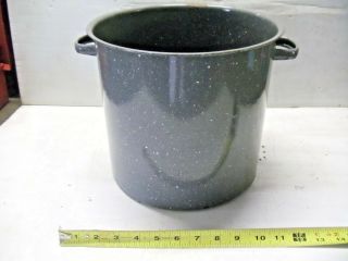 Old Vintage Porcelain Enamel 2 Gallon Cook Pot Gray With White Spots 10 " X9 "