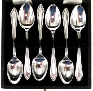 Silver Tea Spoons Matching Set Of Six Cased