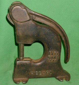 Antique Hibbard 1908 Rivet Press Punch Cast Iron Grommet Leather Work Bench Tool