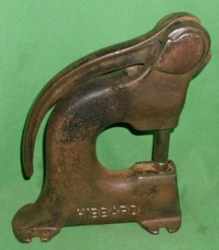 Antique HIBBARD 1908 Rivet Press Punch Cast Iron Grommet Leather Work Bench Tool 3