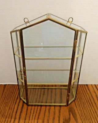 Vintage Brass Table Top/wall Hanging Display Curio Cabinet