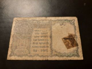 1940 / Government Of India / 1 Rupee / Banknote /Rare/ King George VI /No.  773273 2