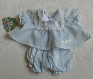 Vintage Cabbage Patch Kids Doll Blue Checked Dress Eyelet Trim & Bloomers