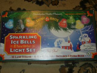 Rare Christopher Radko Shiny Brite Christmas Jewel lights Sparkling Ice Bells 2